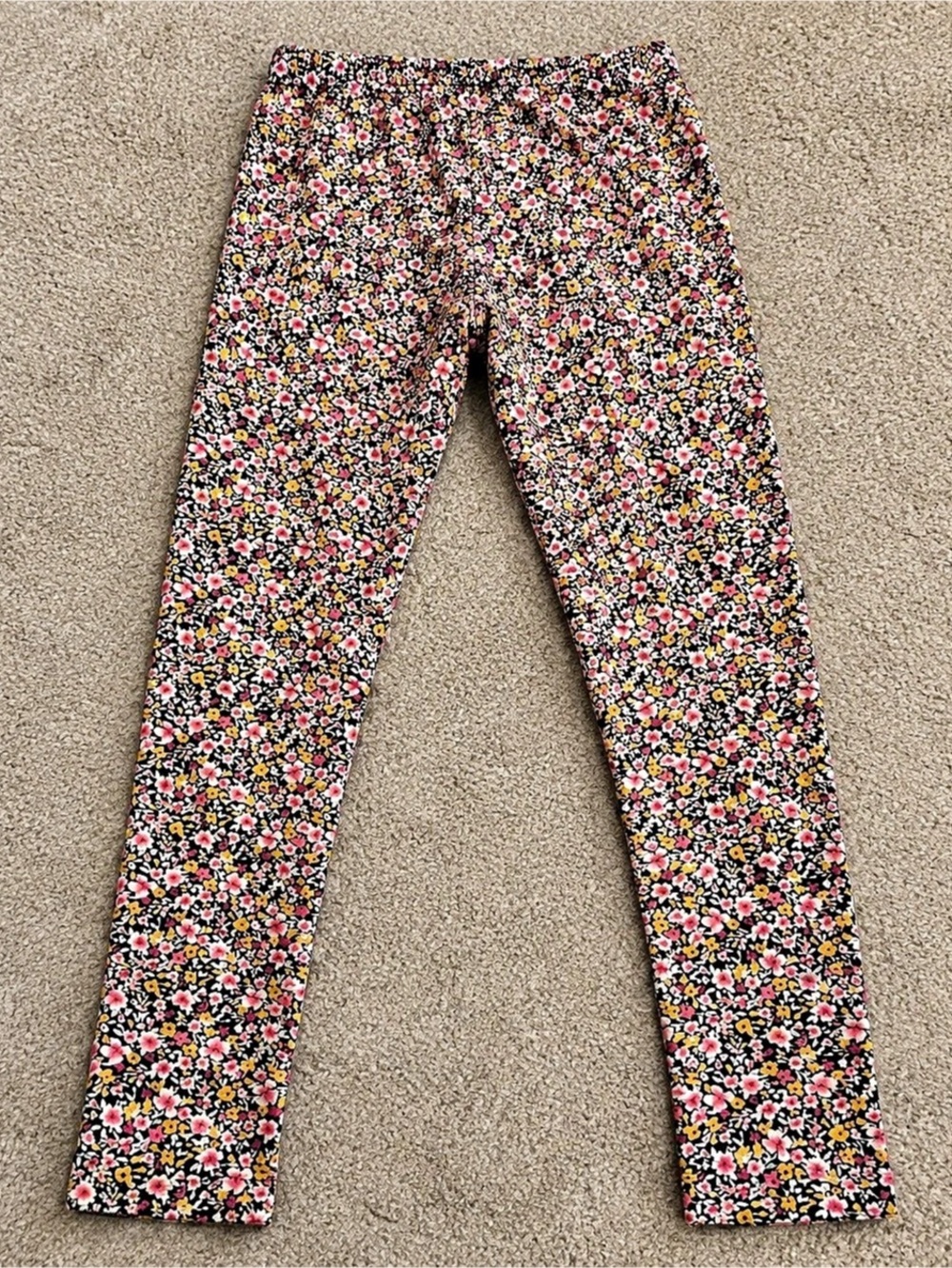 Old Navy Floral Leggings Women’s Large Black Pink Stretch